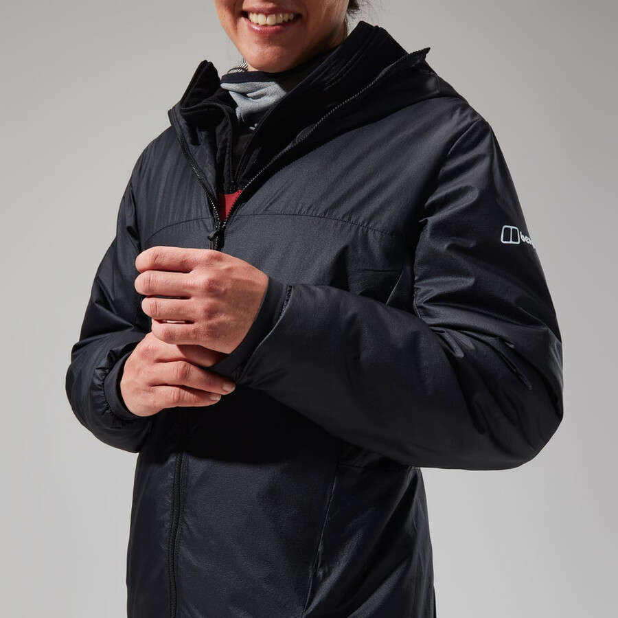 womens mtn arete lb synthetic hoody - blackgrey berghaus