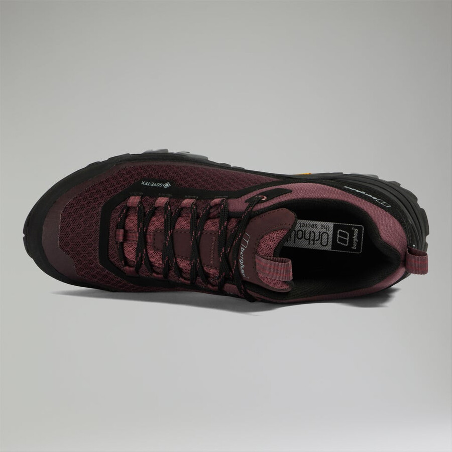 womens ground attack active gore-tex shoe - blackpurple berghaus
